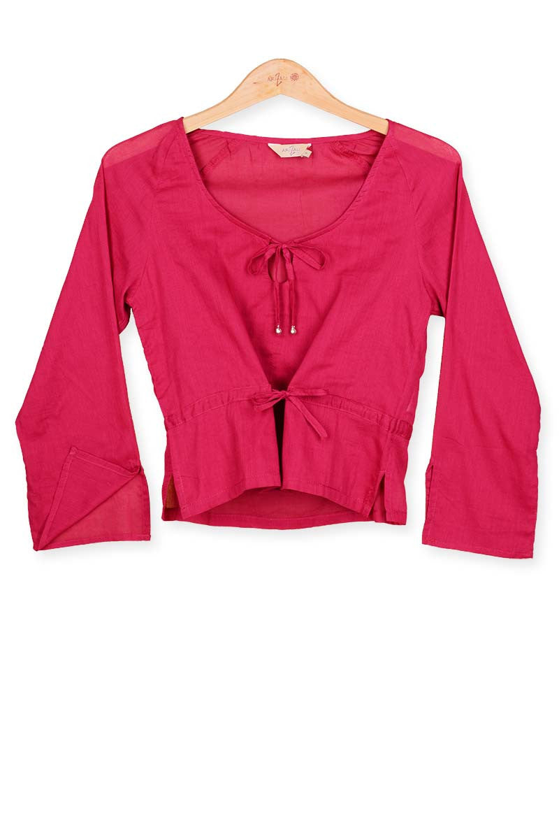 Plain Color Blouse with 3/4 sleeves