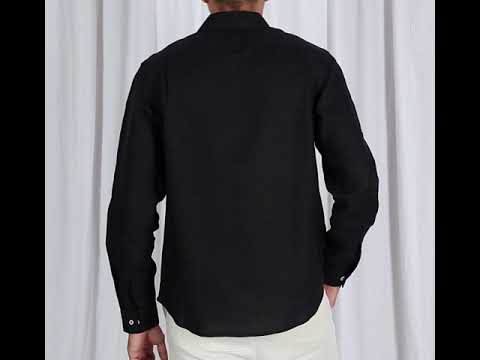 You tube video showing a men wearing a long sleeve linen shirt