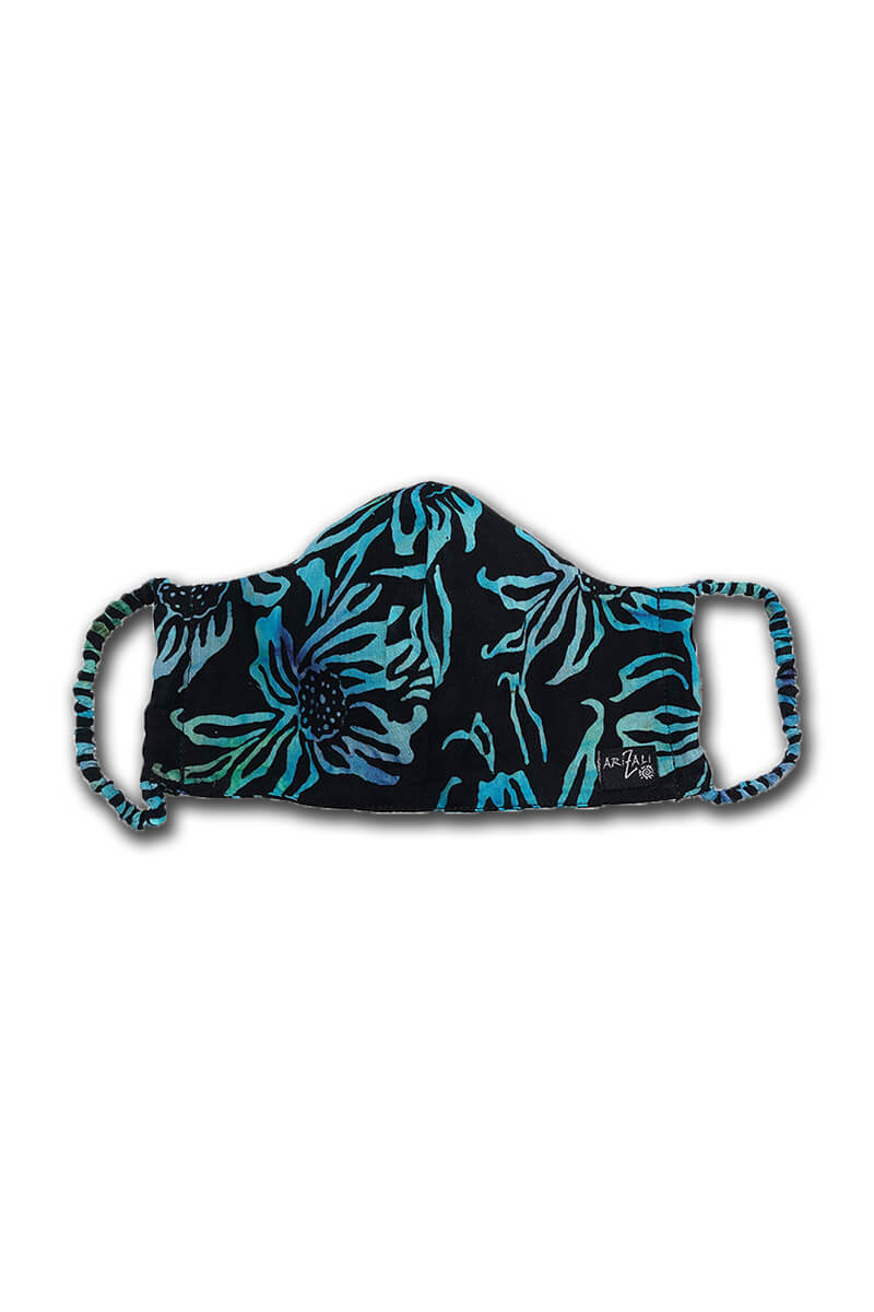 Batik Face mask with elastic - blue & black