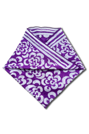 Bandana cotton voile printed batik - purple & white - folded