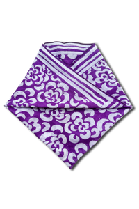 Bandana cotton voile printed batik - purple & white - folded