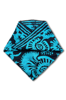 Bandana cotton voile printed batik - black-turquoise - folded