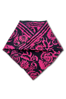 Bandana cotton voile printed batik - black-hot pink - folded
