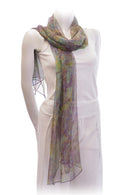 Batik printed chiffon silk stole -light purple