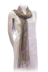 Batik printed chiffon silk stole -light purple