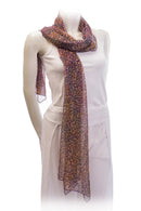 Batik printed chiffon silk stole -crocodots