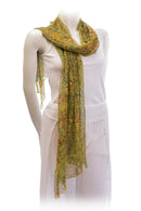 Batik printed chiffon silk stole  yellow