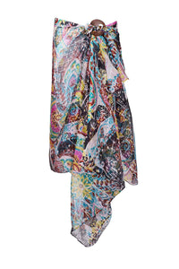 Printed Chiffon sarong Black base