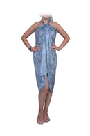 Silk Sarong printed Batik -Light blue Flower
