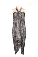 Silk Sarong printed Batik -Grey flower