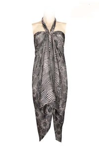 Silk Sarong printed Batik -Grey flower