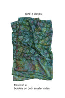 Sarong pure silk printed Batik -green -folded in 4