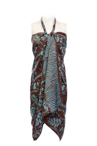Sarong pure silk printed Batik -choco