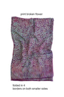 Sarong pure silk printed Batik -purple- folded in 4