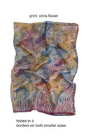 Sarong pure silk printed Batik -multicolor folded in 4