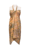 Sarong pure silk printed Batik -golden color
