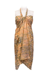 Sarong pure silk printed Batik -golden color