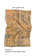 Sarong pure silk printed Batik -golden color folded in 4