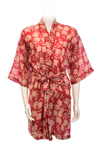 Short yukata cotton voile batik red orange