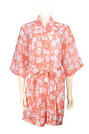 Short yukata cotton voile batik orange white printed batik