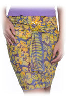 Floral patterned mini sarong closed with a sarong buckle