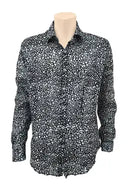 long sleeve shirt black & white with crocodots pattern