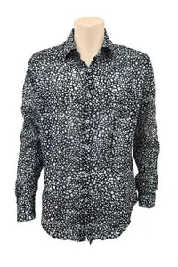 long sleeve shirt black & white with crocodots pattern