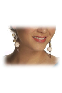 Earring made of crochet -stone-beads-white