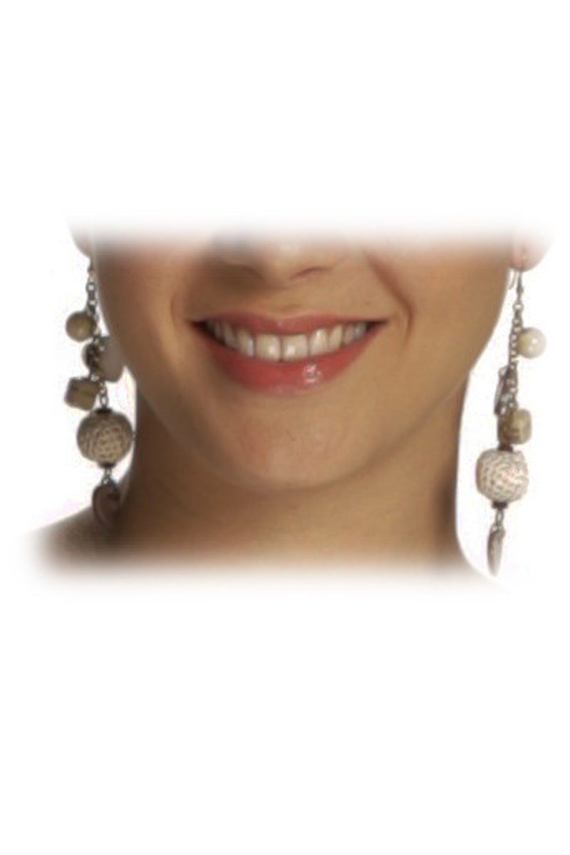 Fashion Earring made of crochet -stone-beads