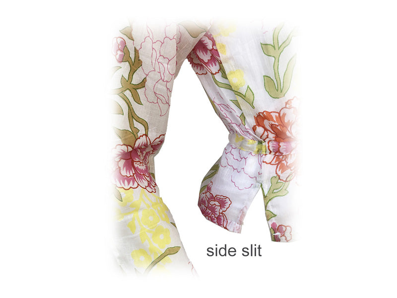printed summery 3/4 sleeve top- side view