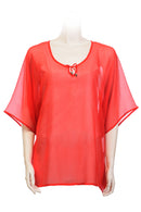 polyester kaftan top red