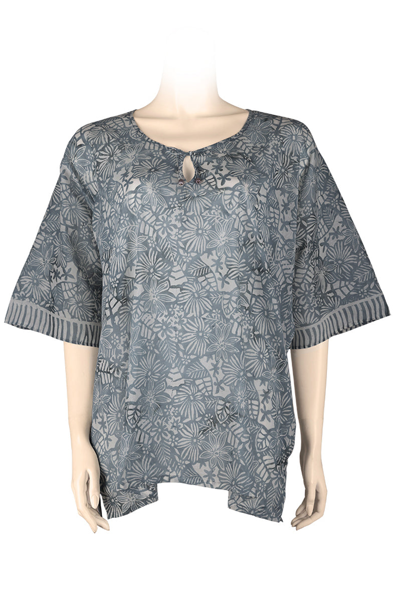 Kaftan Top Butterfly-100% cotton Batik Printed- Light Grey