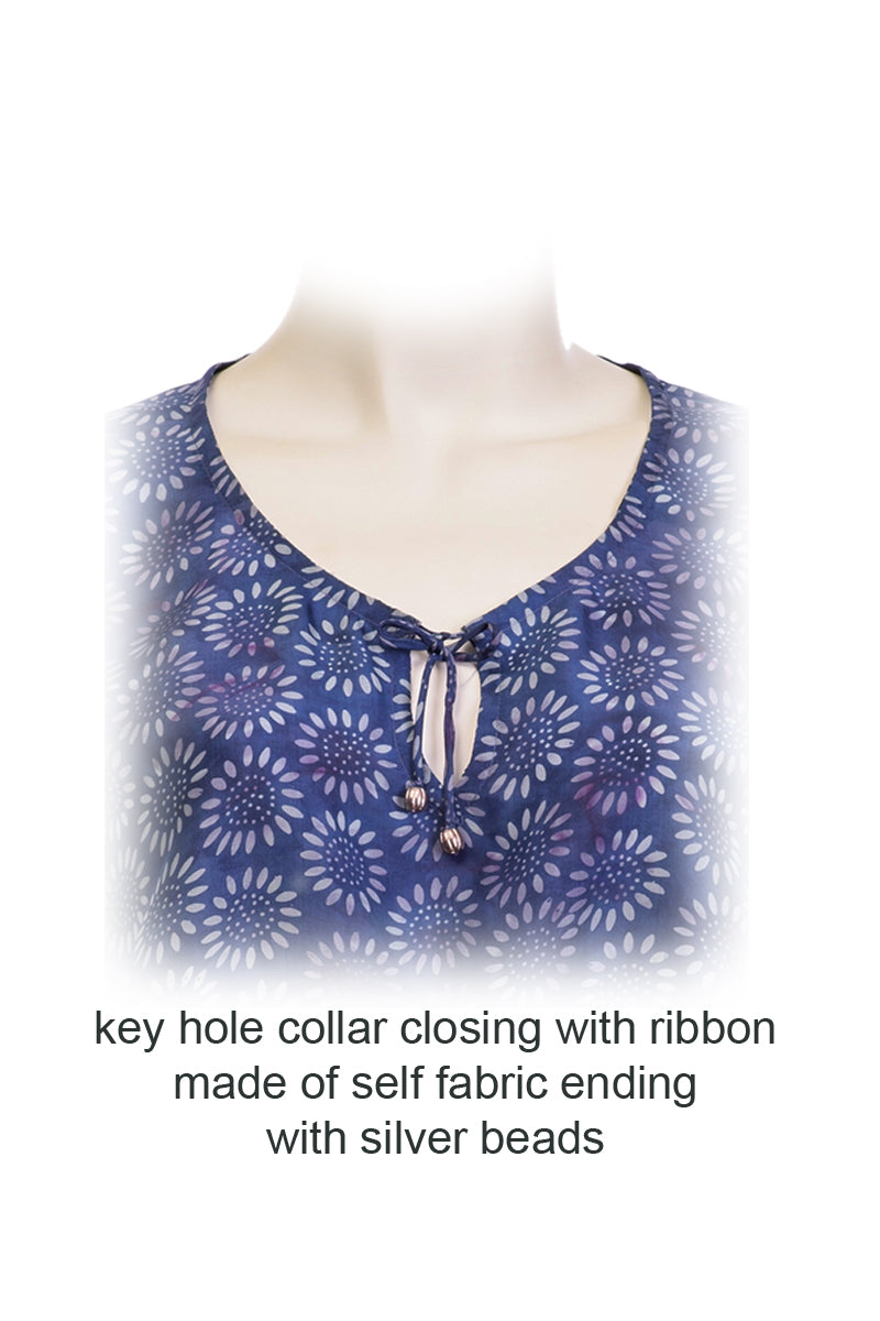 Batik Kaftan Silk Butterfly -key hole collar