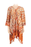 Kaftan dress rayon batik -orange & white