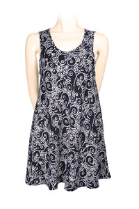 dress-singlet rayon batik print -black & white