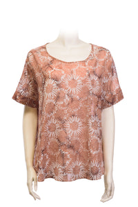Bell shape blouse -cotton batk print-earthy flowers