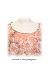 Bell shape blouse -cotton batk print-boat collar