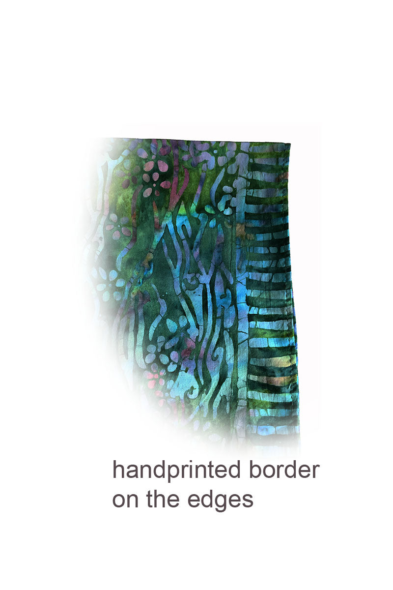 handprinted borders on kaftan Marie etail