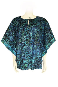 Kaftan top batik print blue color