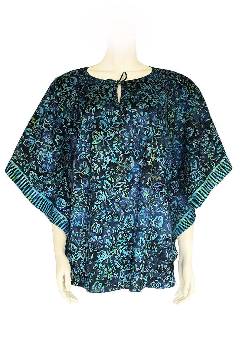 Kaftan top batik print blue color