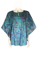 Kaftan top batik print sea blue color