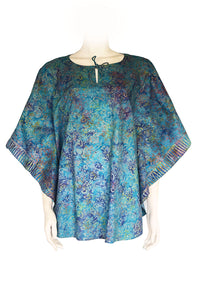 Kaftan top batik print sea blue color