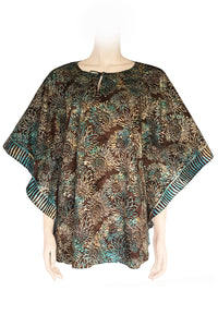 Kaftan top batik print earthy color- big print