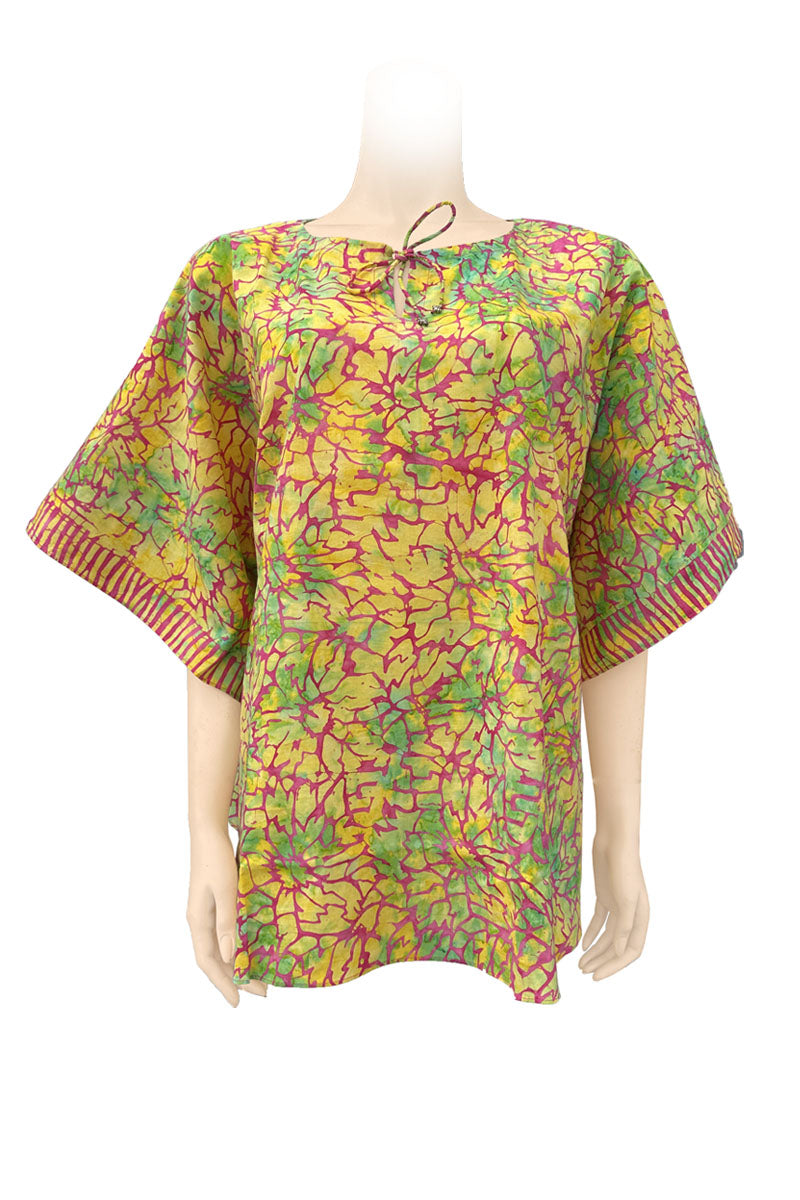 Kaftan top batik yellow and pink color