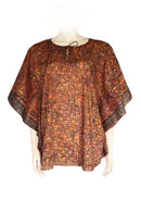 Kaftan top batik print orange color - geometric design