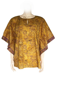 Kaftan top batik print yellow color