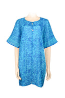 Short dress batik kaftan style -sky blue-turquoise