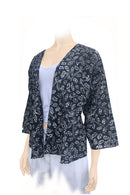 Short jacket Mantle light cotton black & white batik hand print