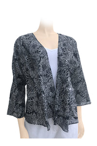 Short jacket Mantle light cotton black & white flower design