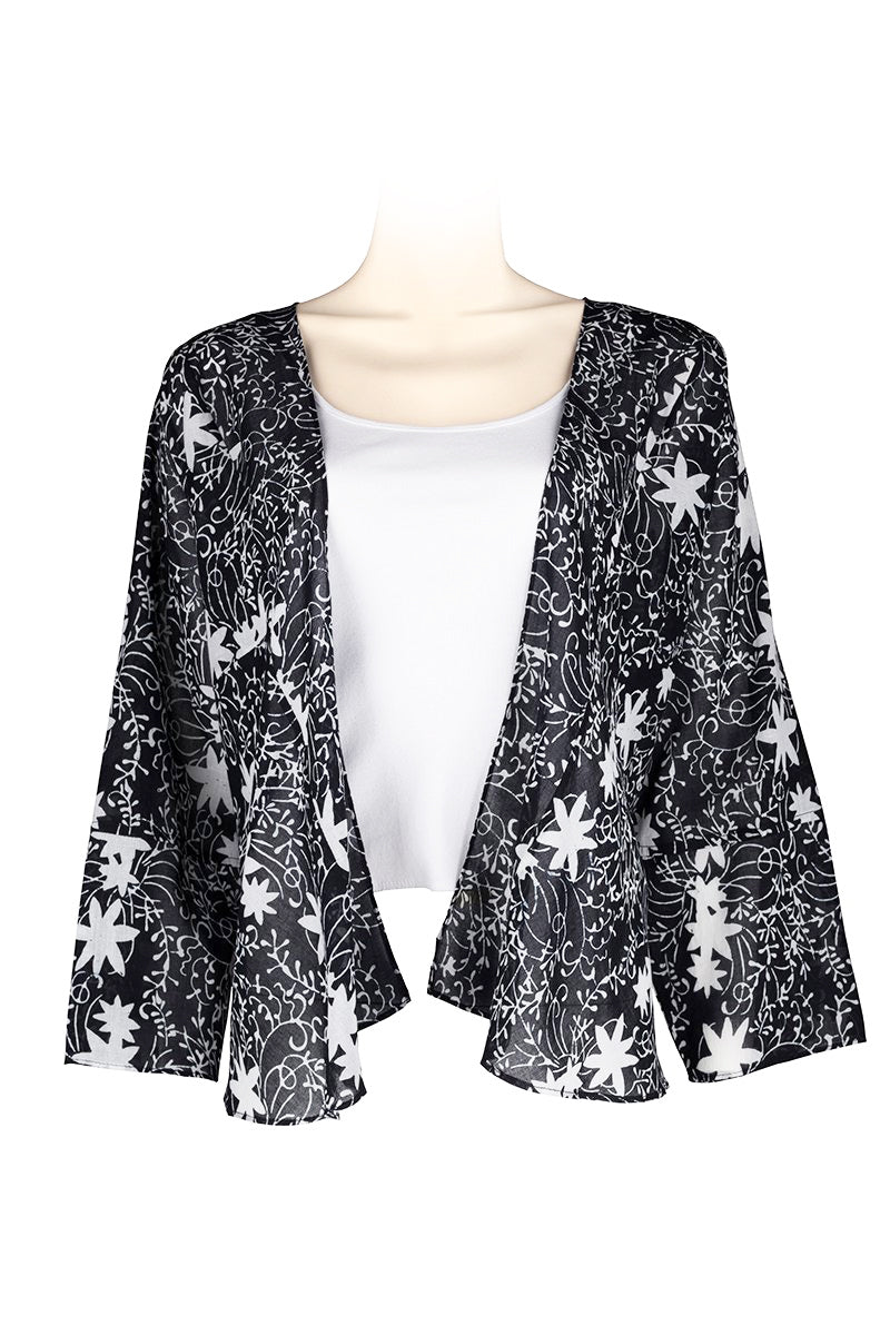 Short jacket Mantle light cotton black & white 3/4 sleeve